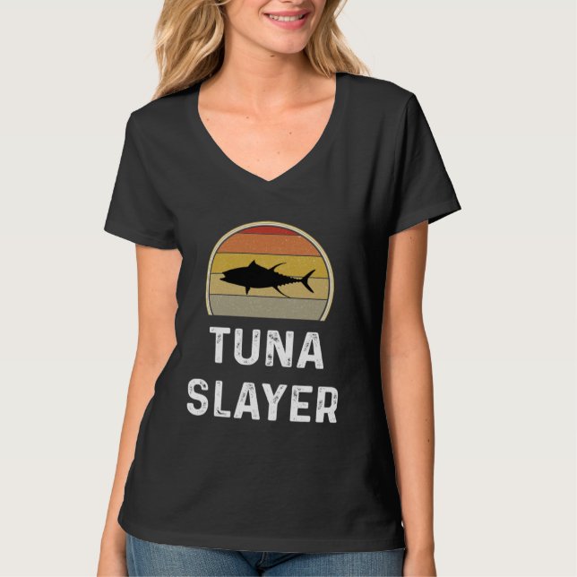 Camiseta Tuna Slayer Fishing   Fisherman  Retro Fish (Frente)