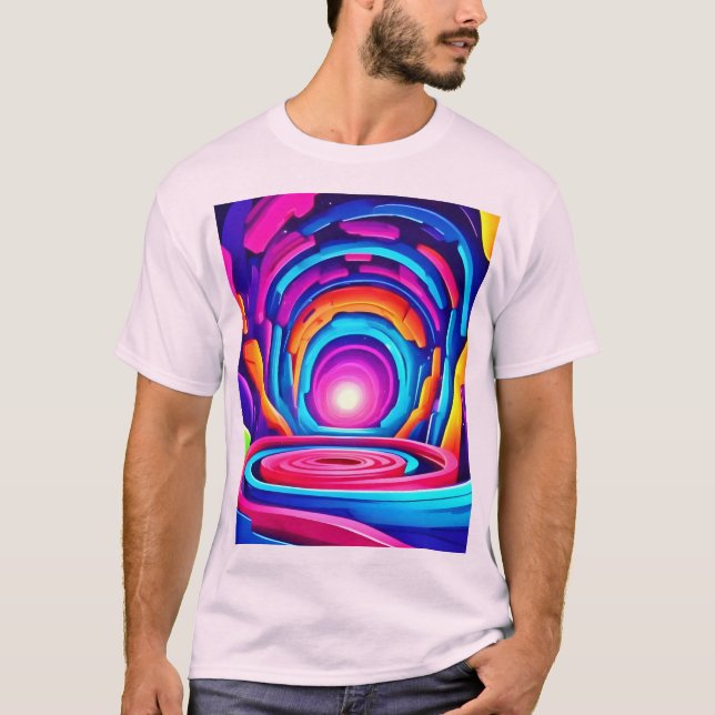 Camiseta Túnel geométrico de Neon Art, Design (Frente)