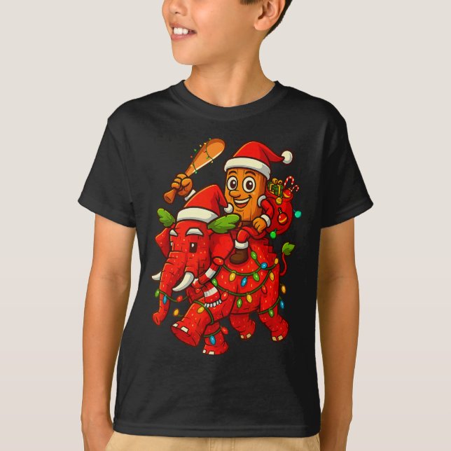 Camiseta Tung Tung Sahur Riding Elephant Christmas Italian  (Frente)