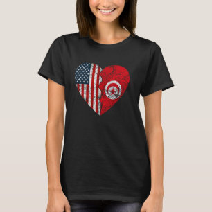 Camiseta Tunisi American Flags Heart Estados Unidos Tunisi