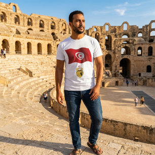 Camiseta Tunísia Bandeira e Casaco de Armas Patriótica Tuni