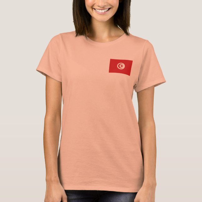 Camiseta Tunisia Bandeira + Mapa (Frente)