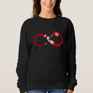 Camiseta Tunísia Sinalizador Infinito Coração Raízes Tunisi