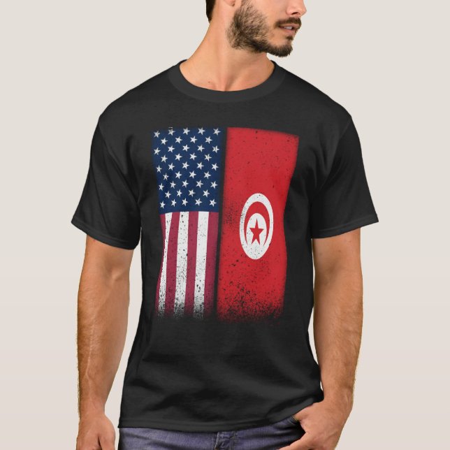 Camiseta Tunisian Flag USA And Tunisia Flags Proud Tunisia (Frente)