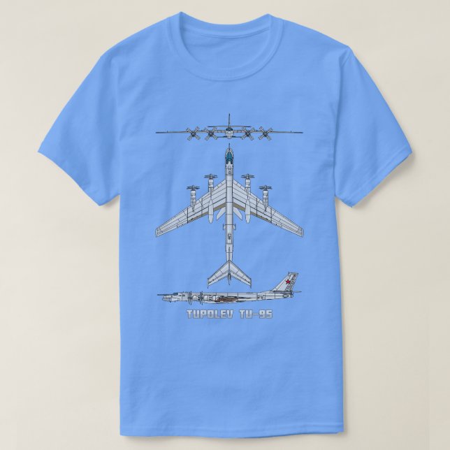 Camiseta Tupolev Tu95 Plano-Bomba Estratégico Russo Diagra (Frente do Design)