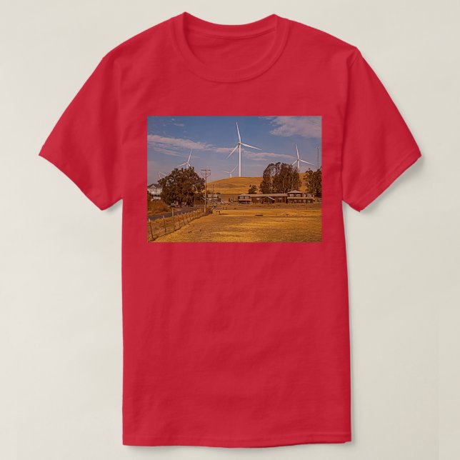 Camiseta Turbinas de Fazenda e vento (Frente do Design)