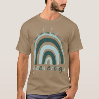 Camiseta turbinas eólicas e sola de energia renovável