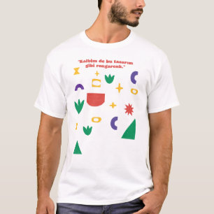 Camiseta Turca de Citação Formas Abstratas Colorid