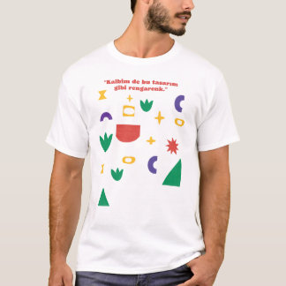 Camiseta Turca de Citação Formas Abstratas Colorid