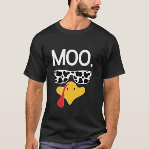 Camiseta Turca Moo Engraçado Vaca de Ação de Graças Longa