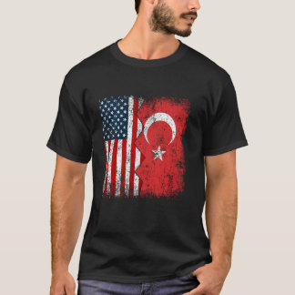 Camiseta Turca Roota Metade da América Bandeira Turquia Fl
