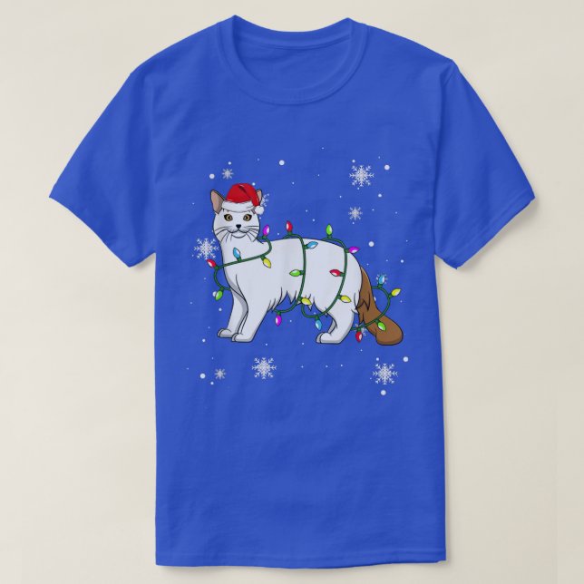 Camiseta Turca Van Cat Natal Luzes Natal Cat San (Frente do Design)