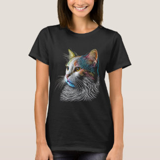 Camiseta Turca Van Colorir Gráfico Cat Pai Mãe Mulheres