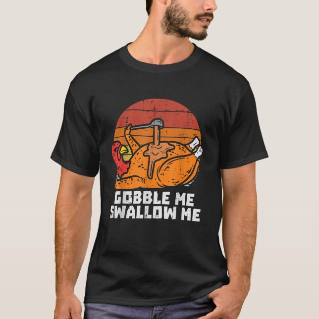 Camiseta Turco Gobble Engole-Me Homens De Ação De Graças Re (Frente)