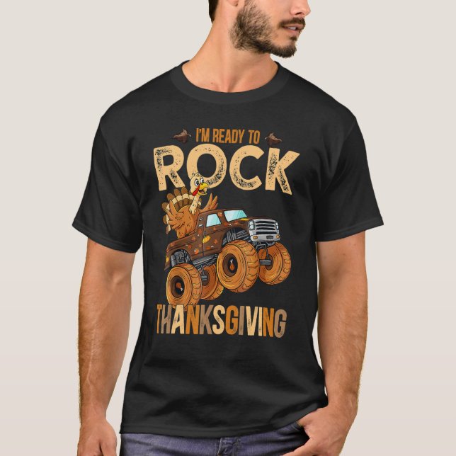 Camiseta Turco Monstro Carro de Ação de Graças Meninos Turq (Frente)