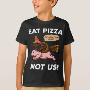 Camiseta Turco Pig Comer Pizza Vegan Engraçado Graças