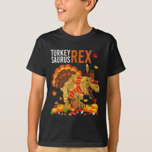 Camiseta Turco Saurus TRex Funny Pilgrim Dinossauro Criança