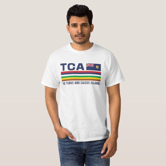 Camiseta Turcos e Caicos Design ISO Alpha 3 (Frente Completa)