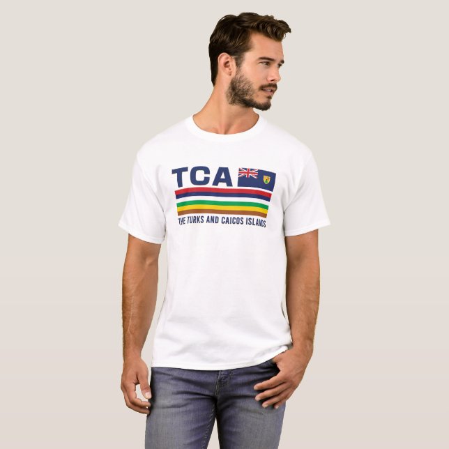 Camiseta Turcos e Caicos Design ISO Alpha 3 (Frente Completa)