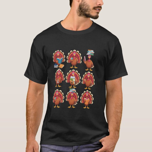 Camiseta Turcos Lendo Livros Caem Professores de Ação de Gr (Frente)