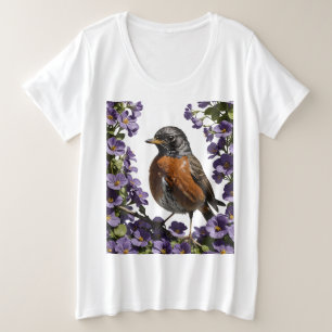 Camiseta Turdus migratorius E Violeta De Wisconsin Viola