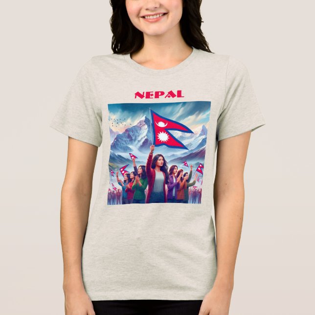 Camiseta Turista Azul Personalizável Especial NEPAL (Frente)