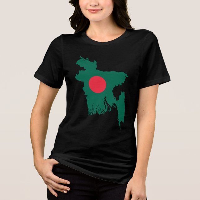 Camiseta Turista Negra Personalizável do Bangladesh (Frente)