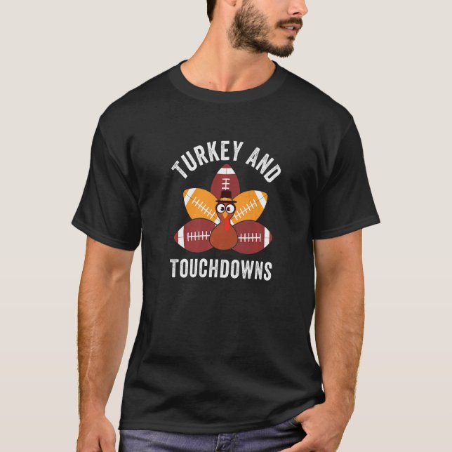 Camiseta Turkey And Touchdowns  Thanksgiving Turkey Family  (Frente)