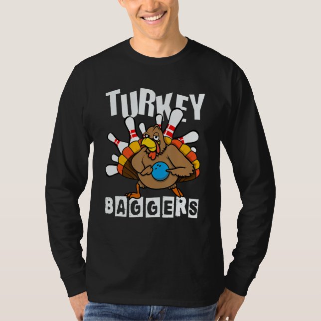 Camiseta Turkey Baggers Bowling  Happy Thanksgiving Day (Frente)