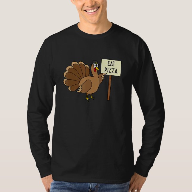 Camiseta Turkey Eat Pizza Adult Vegan Kids   Thanksgiving (Frente)