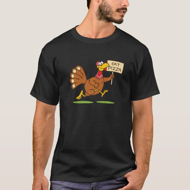 Camiseta Turkey Eat Pizza Adult Vegan Kids   Thanksgiving   (Frente)