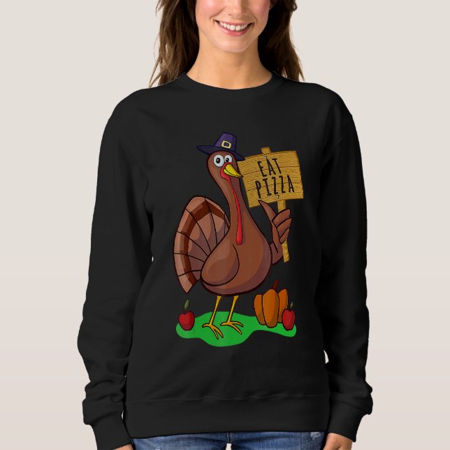 Camiseta Turkey Eat Pizza Adult Vegan Kids  Thanksgiving 7 (Frente)
