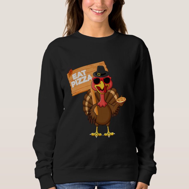 Camiseta Turkey Eat Pizza Adult Vegan Kids  Thanksgiving s (Frente)