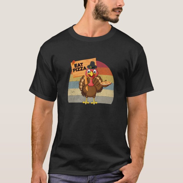 Camiseta Turkey Eat Pizza Vintage Thanksgiving 2022 (Frente)