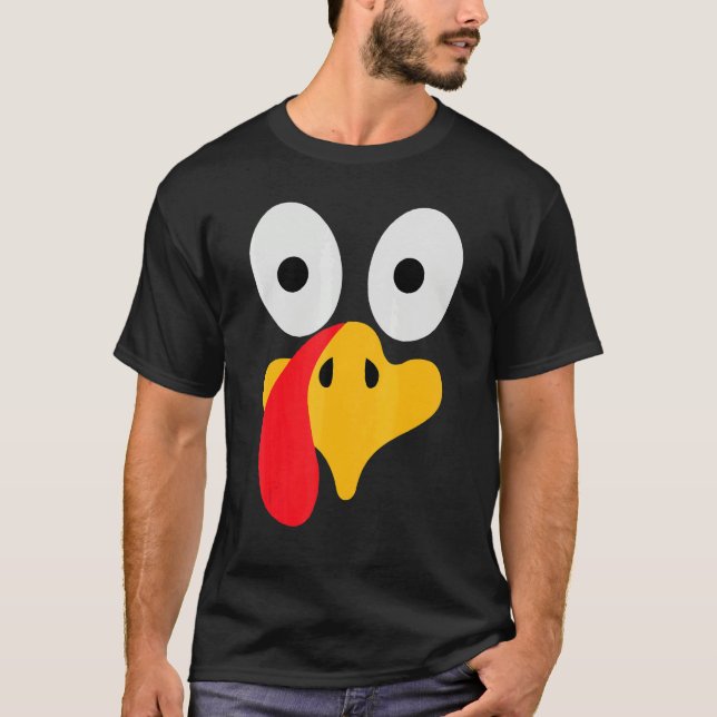 Camiseta Turkey Face Pilgrim  Thanksgiving Costume (Frente)