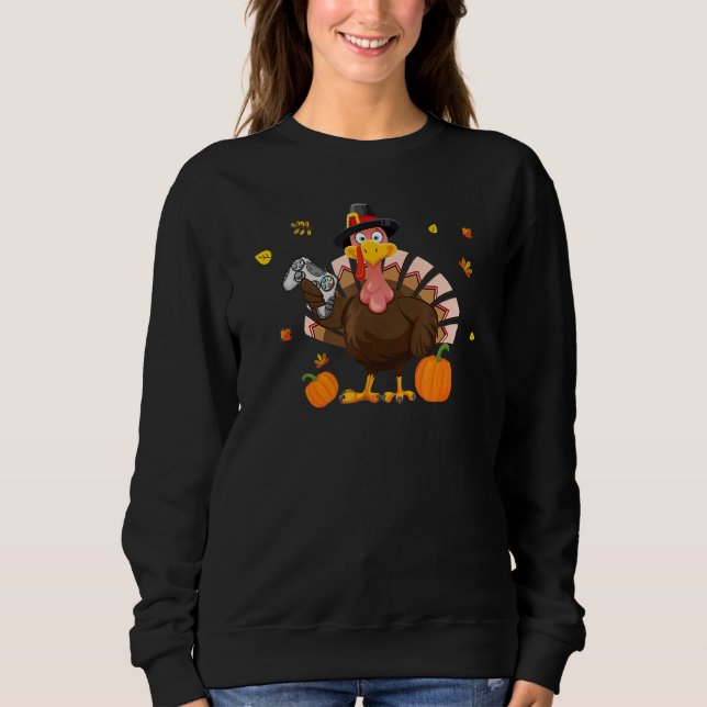 Camiseta Turkey Gamer Pumpkin Thanksgiving Boys Girls Gamin (Frente)