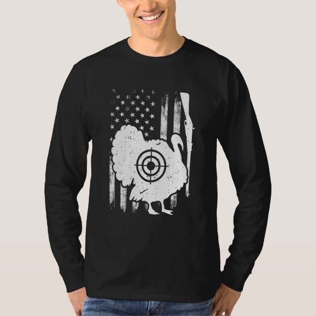 Camiseta Turkey Hunting Patriotic American Flag Turkey Hunt (Frente)