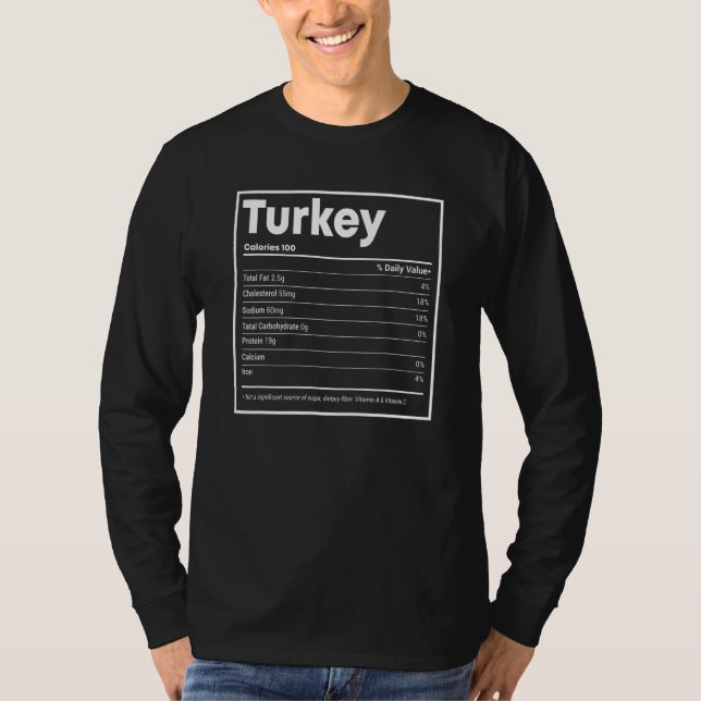 Camiseta Turkey Nutrition Facts  Thanksgiving Christmas foo (Frente)