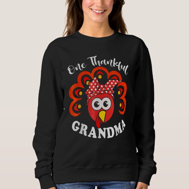 Camiseta Turkey One Thankful Grandma Fall Autumn Thanksgivi (Frente)
