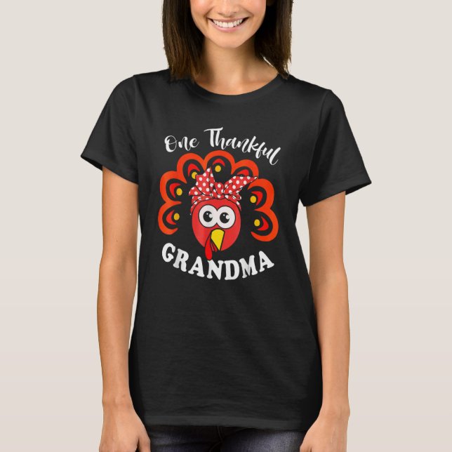 Camiseta Turkey One Thankful Grandma Fall Autumn Thanksgivi (Frente)
