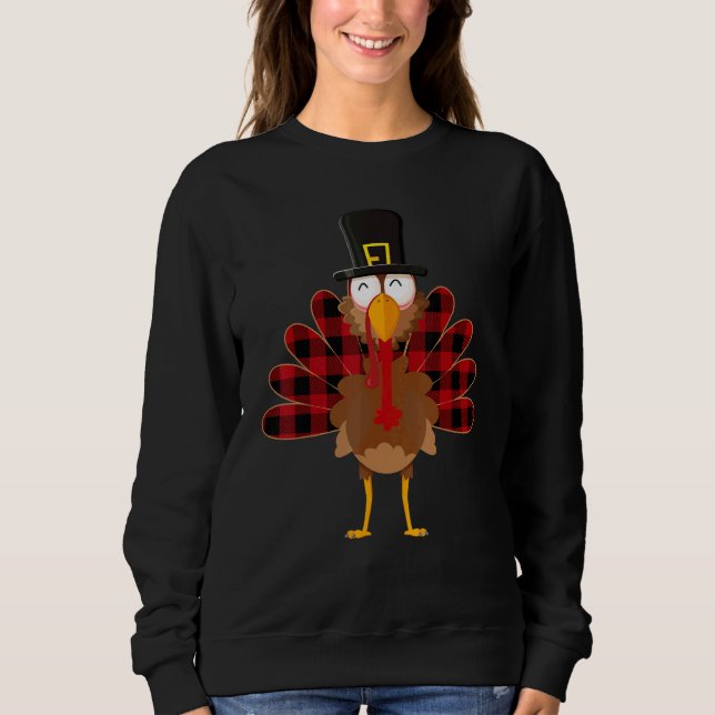 Camiseta Turkey Red Plaid Thanksgiving Day   Boys Girls (Frente)