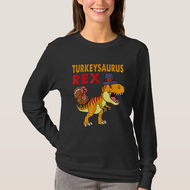Camiseta Turkey Saurus Rex Thanksgiving Dinosaur Turkey Kid (Frente)