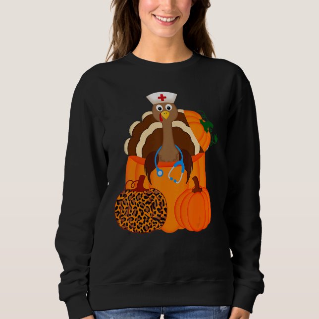 Camiseta Turkey Stethoscope Nurse Pumpkin Leopard Print Tha (Frente)