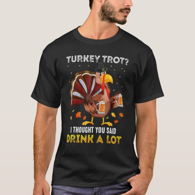 Camiseta Turkey Trot Squad Running Drinking Matching Thanks (Frente)