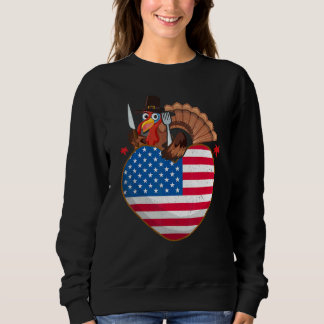 Camiseta Turkey USA Flag Thanks Giving American  Thanksgivi