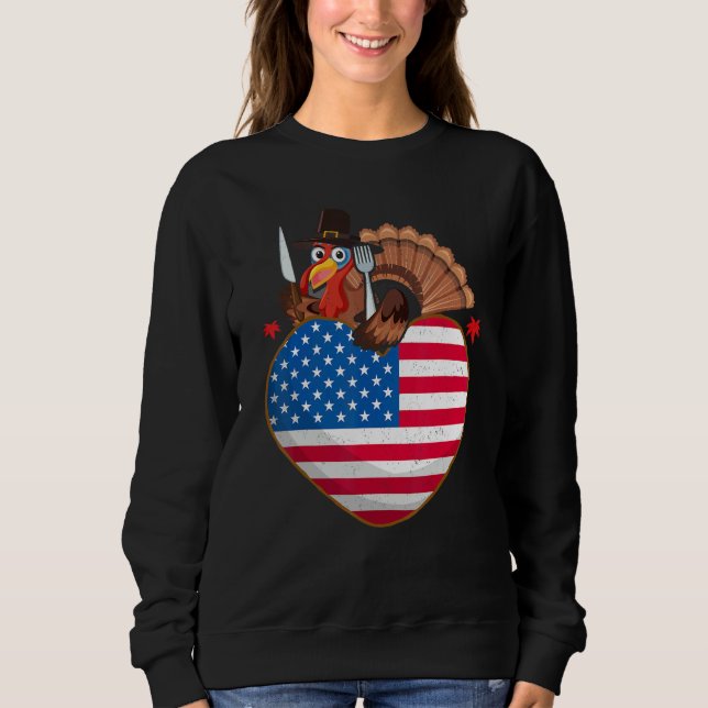 Camiseta Turkey USA Flag Thanks Giving American  Thanksgivi (Frente)