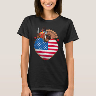 Camiseta Turkey USA Flag Thanks Giving American  Thanksgivi