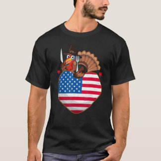 Camiseta Turkey USA Flag Thanks Giving American  Thanksgivi