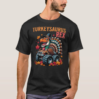 Camiseta TurkeySaurus Dinosaur T Rex Driving Monster Truck 