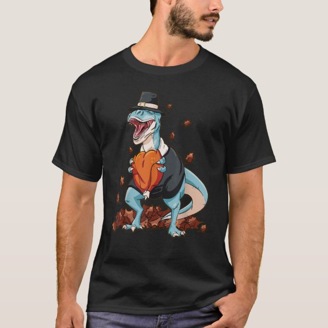 Camiseta Turkeysaurus Rex Turkey Dino Pilgrim Boys Thanksgi (Frente)